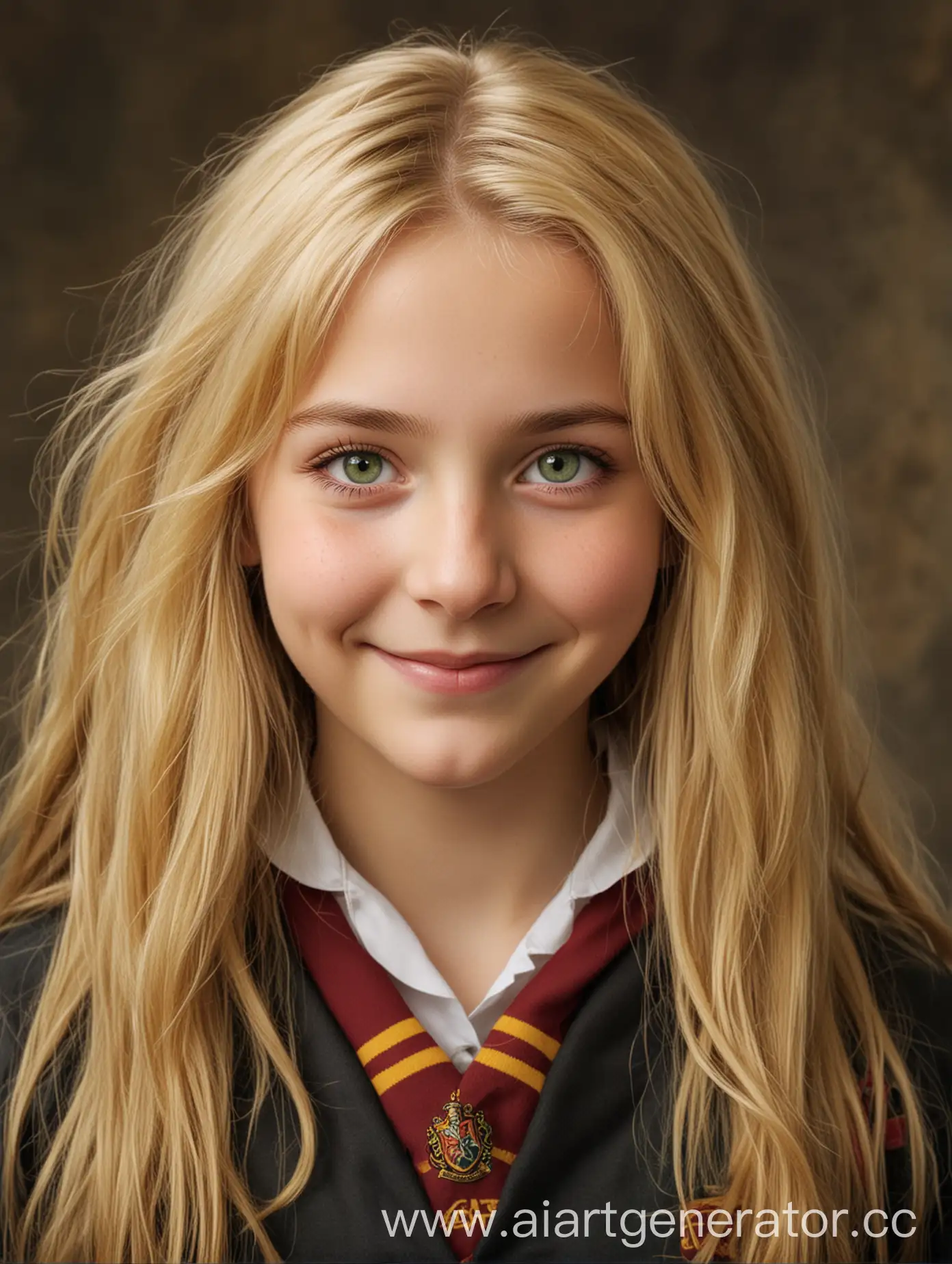 12YearOld-Lisa-Celebrating-Birthday-in-Gryffindor-Style-with-Blonde-Hair-and-Green-Eyes