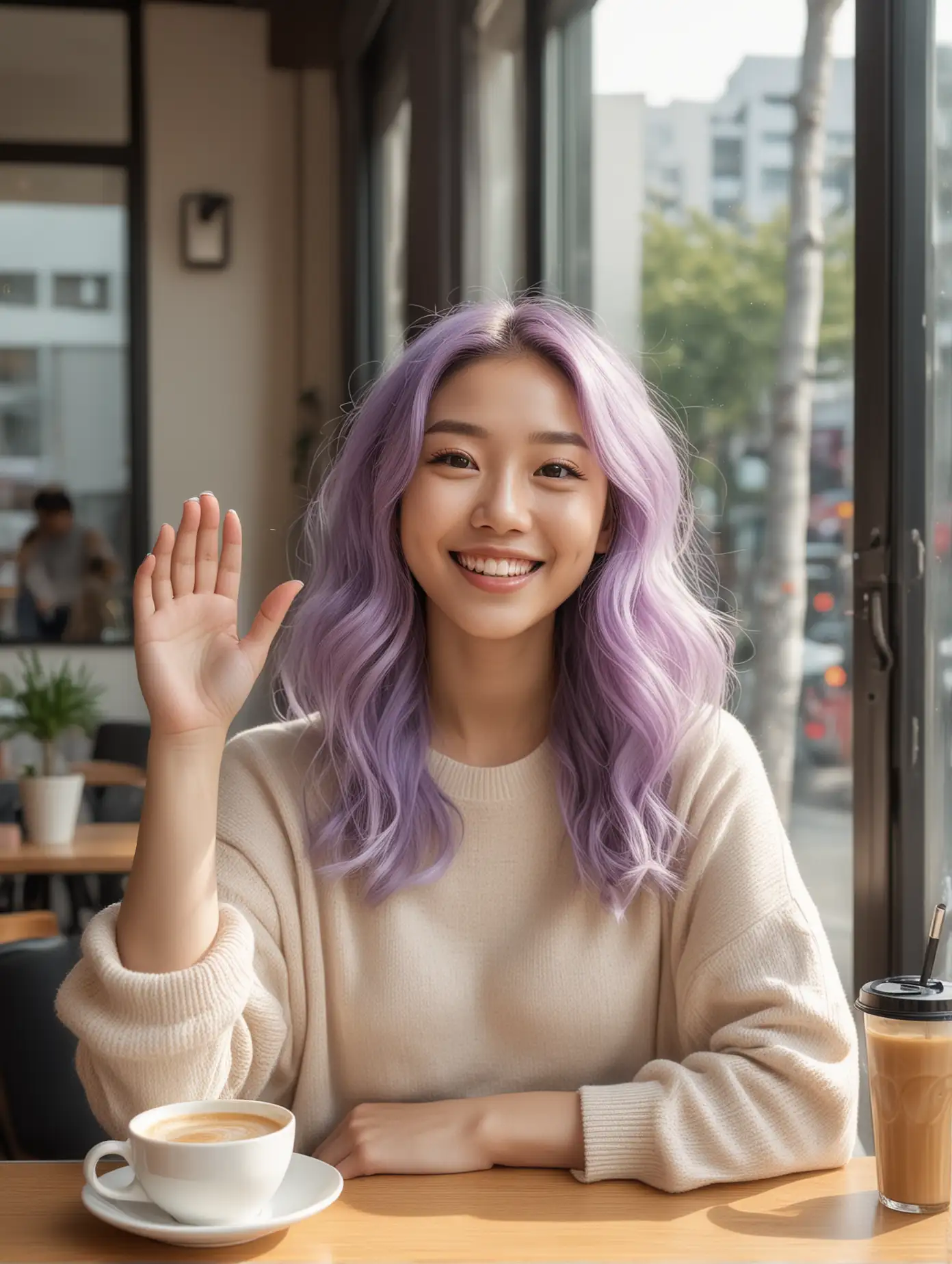 Asian-Woman-with-Pastel-Lavender-Hair-in-Trendy-Seoul-Coffee-Shop