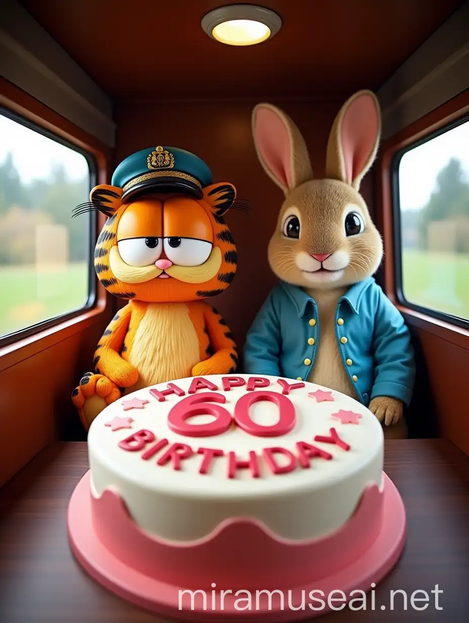 Celebration of Captain Haynes 60th Birthday with Garfield and Peter Rabbit on a Birthday Train