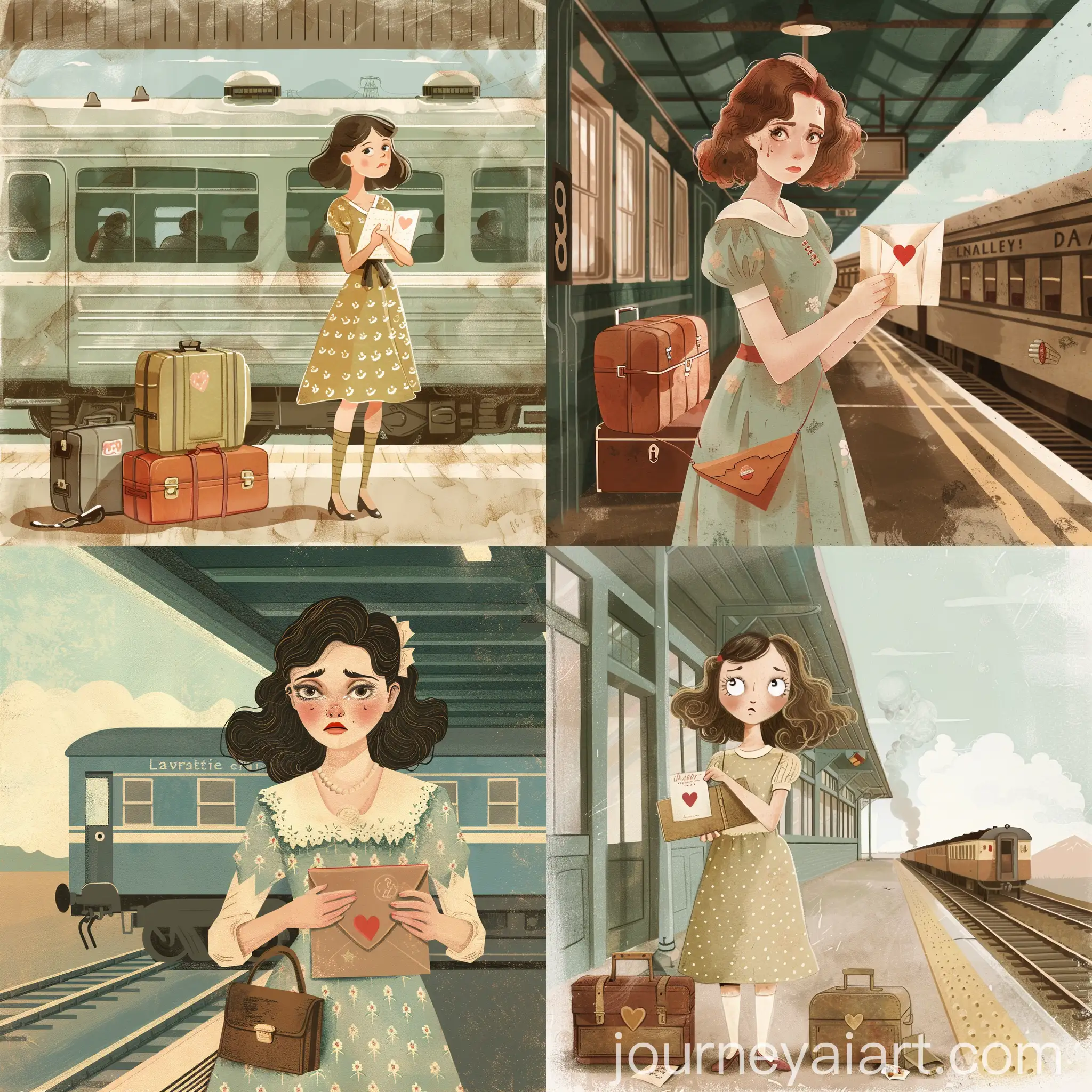 Vintage-Heartbreak-at-Train-Station-with-1950s-Fashion-and-Love-Letter