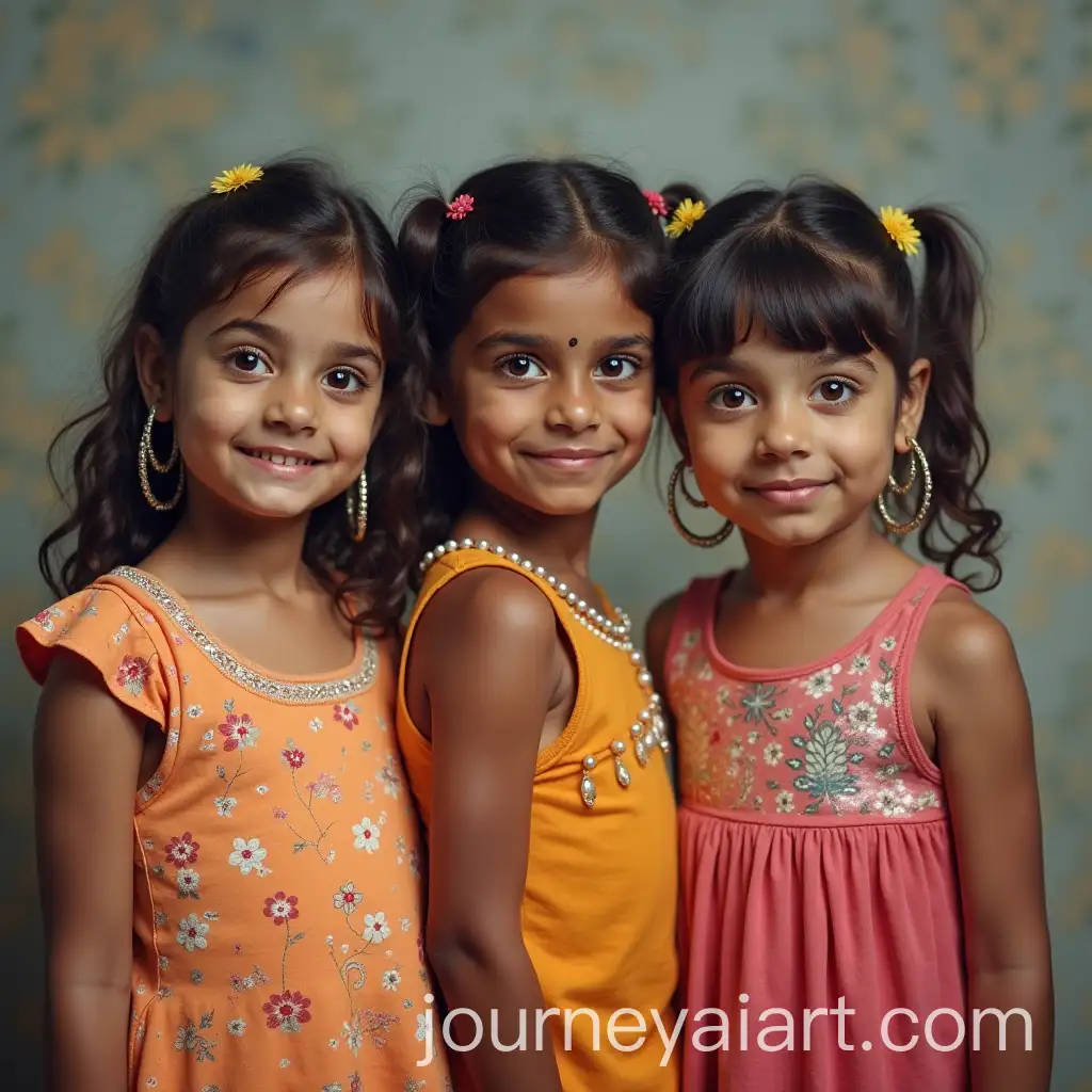 Portrait-of-Little-Indian-Girls-in-Traditional-Attire