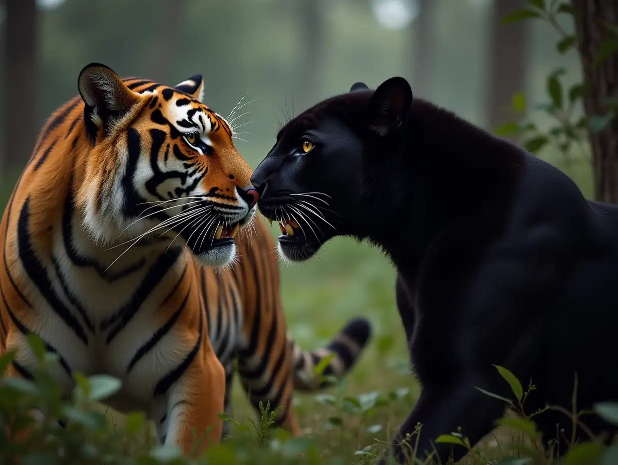 One day black panther challenge tiger king.tiger king say not want to fight with panther but panther insulting tiger king 