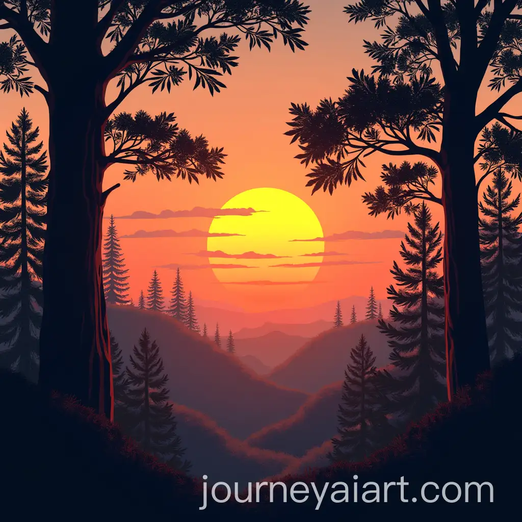 Serene-Sunset-Over-Trees-with-Evening-Sky