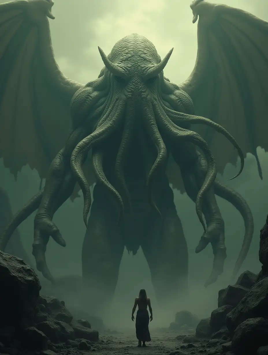 Cthulhu is Rising, fantasy style, realistic photography 4K quality, precise anatomy, the smallest details, impeccable composition