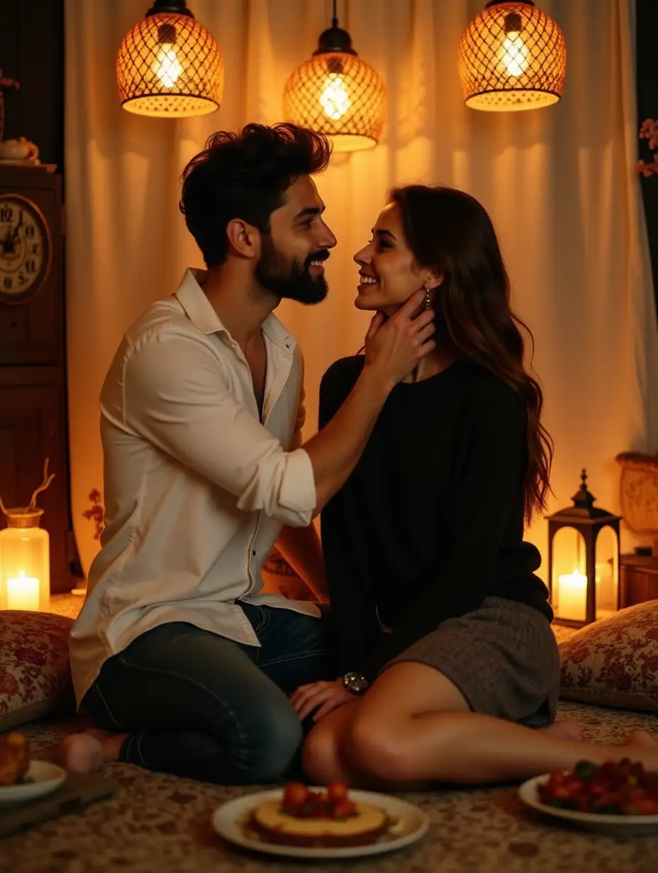 Young-Couple-Sharing-a-Romantic-Moment-in-a-Cozy-Bohemian-Setting