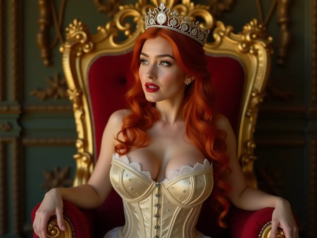 18YearOld-Princess-with-Venetian-Red-Hair-Standing-Before-Her-Golden-Throne