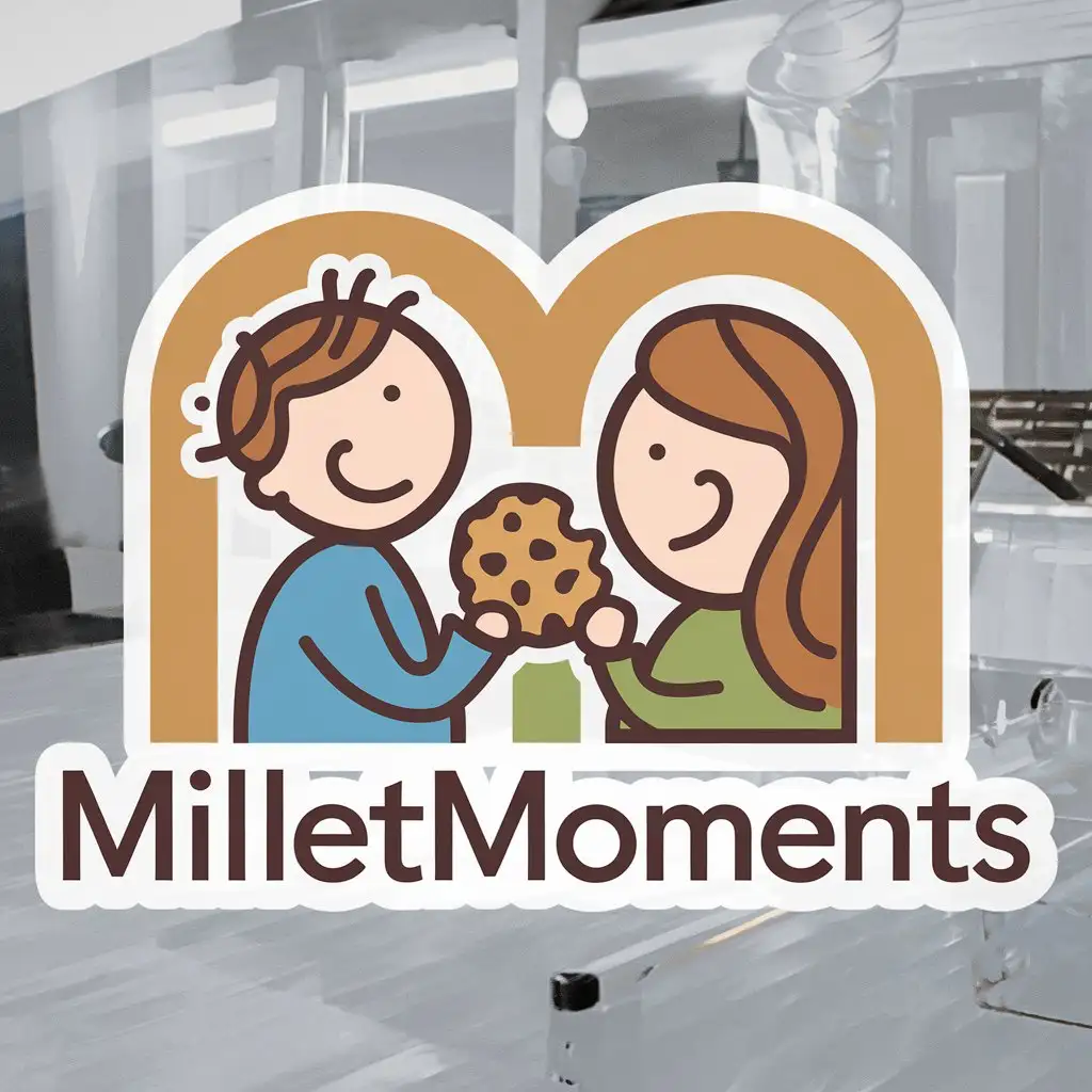 LOGO Design for MilletMOMents Mom and Child with Cookies Clear Background