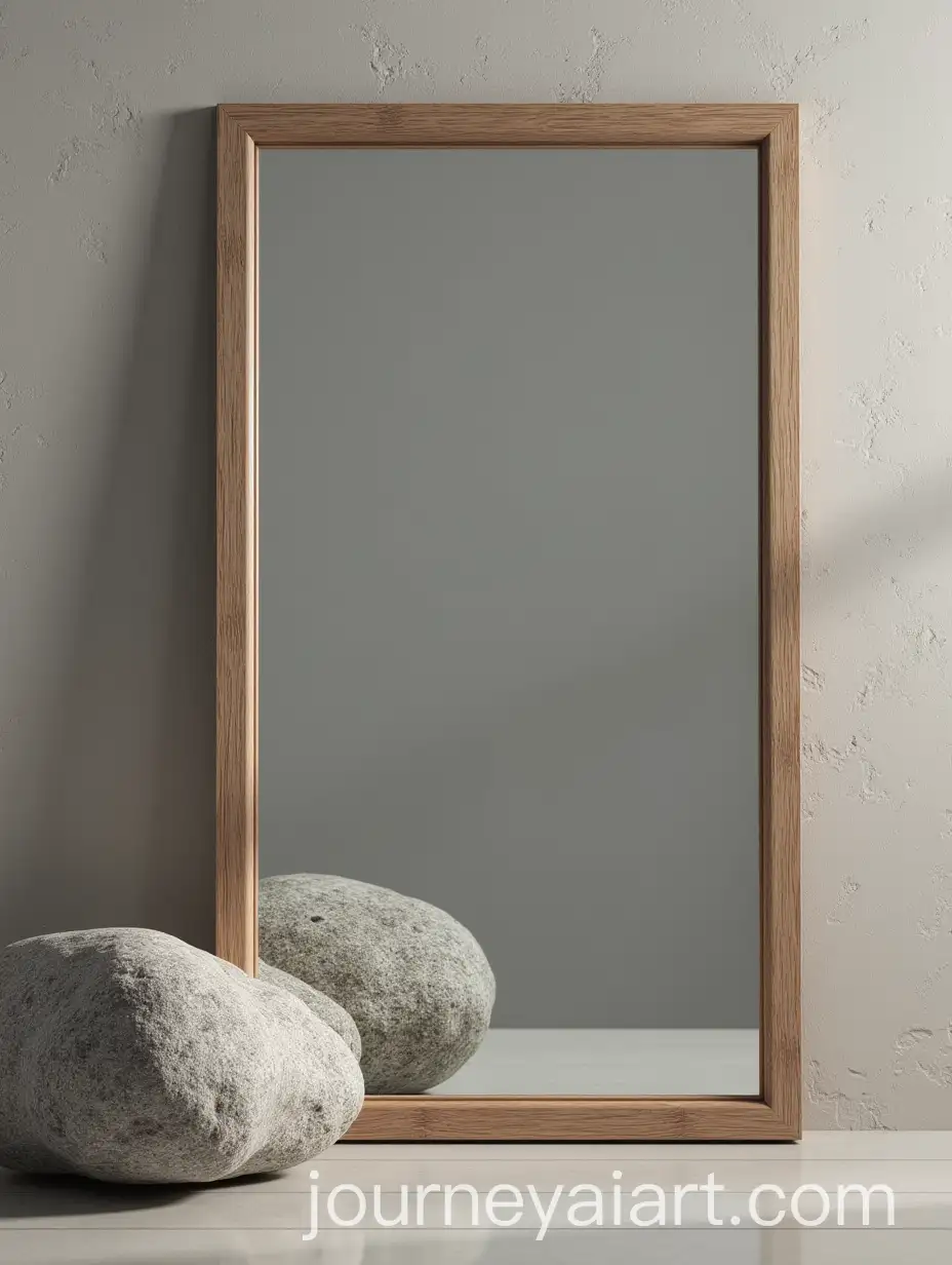 Grey-Rock-Reflecting-in-a-Wooden-Frame-Mirror
