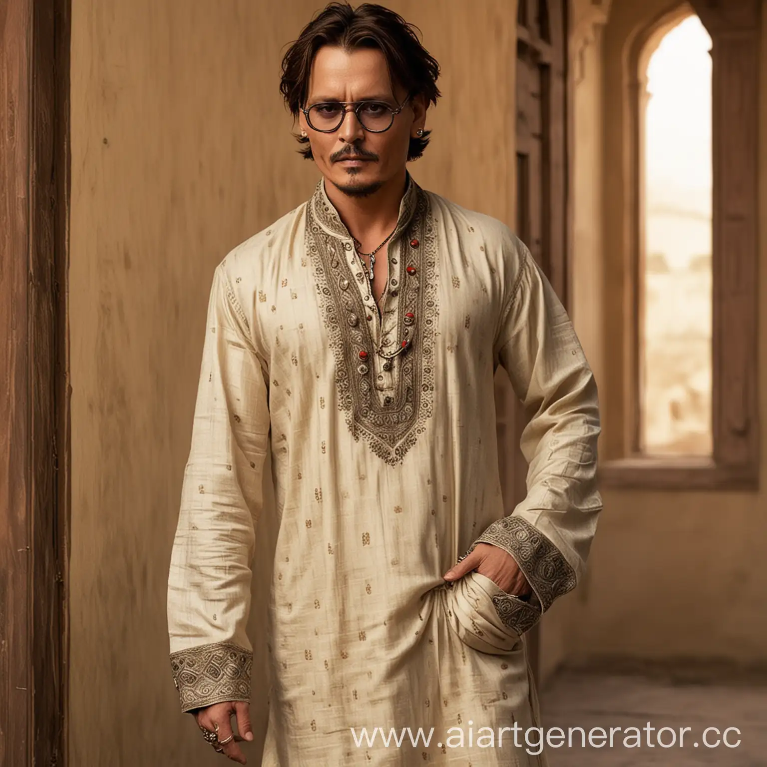 Johnny-Depp-in-Traditional-Indian-Attire-with-KurtaPajama-Ensemble