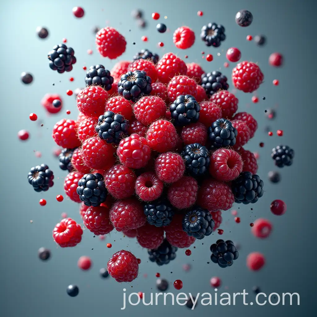 Explosion-of-Forest-Berries-in-the-Air-on-BluishGrey-Background