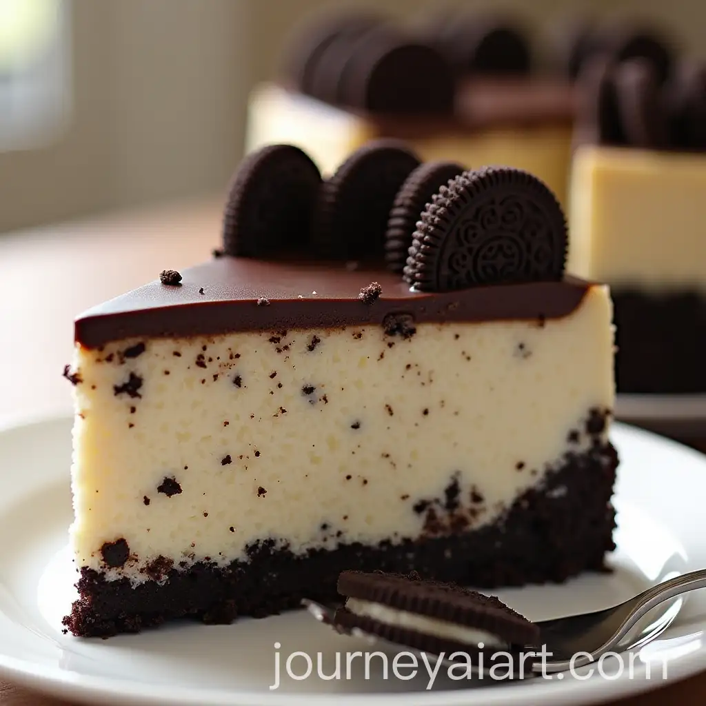Delicious-Oreo-Cheesecake-Slice-on-a-White-Plate