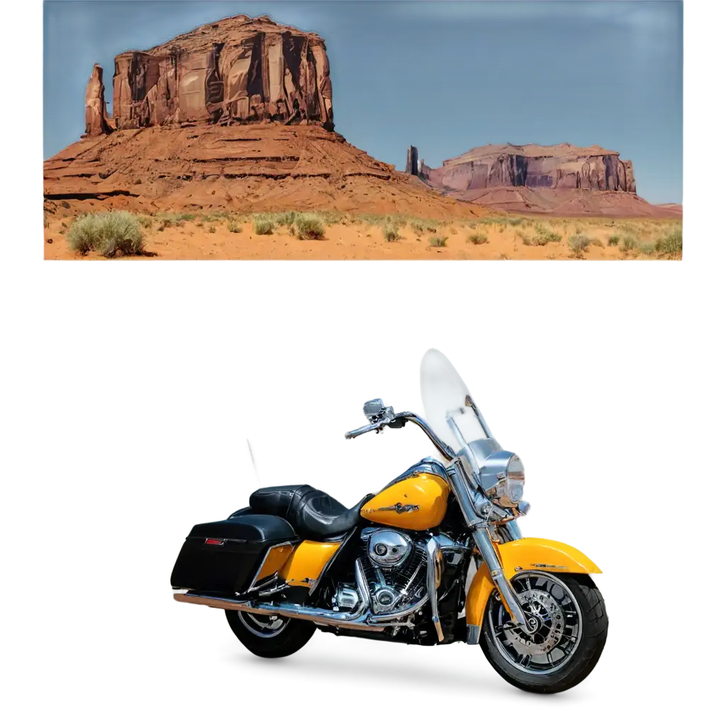 Harley-Davidson-Road-King-Yellow-in-Monument-Valley-Stunning-PNG-Image-for-HighQuality-Online-Content