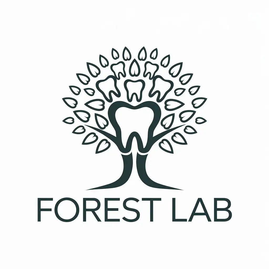 a vector logo design,with the text "Forest Lab", main symbol:Tooth Tree,Moderate,be used in Medical Dental industry,clear background