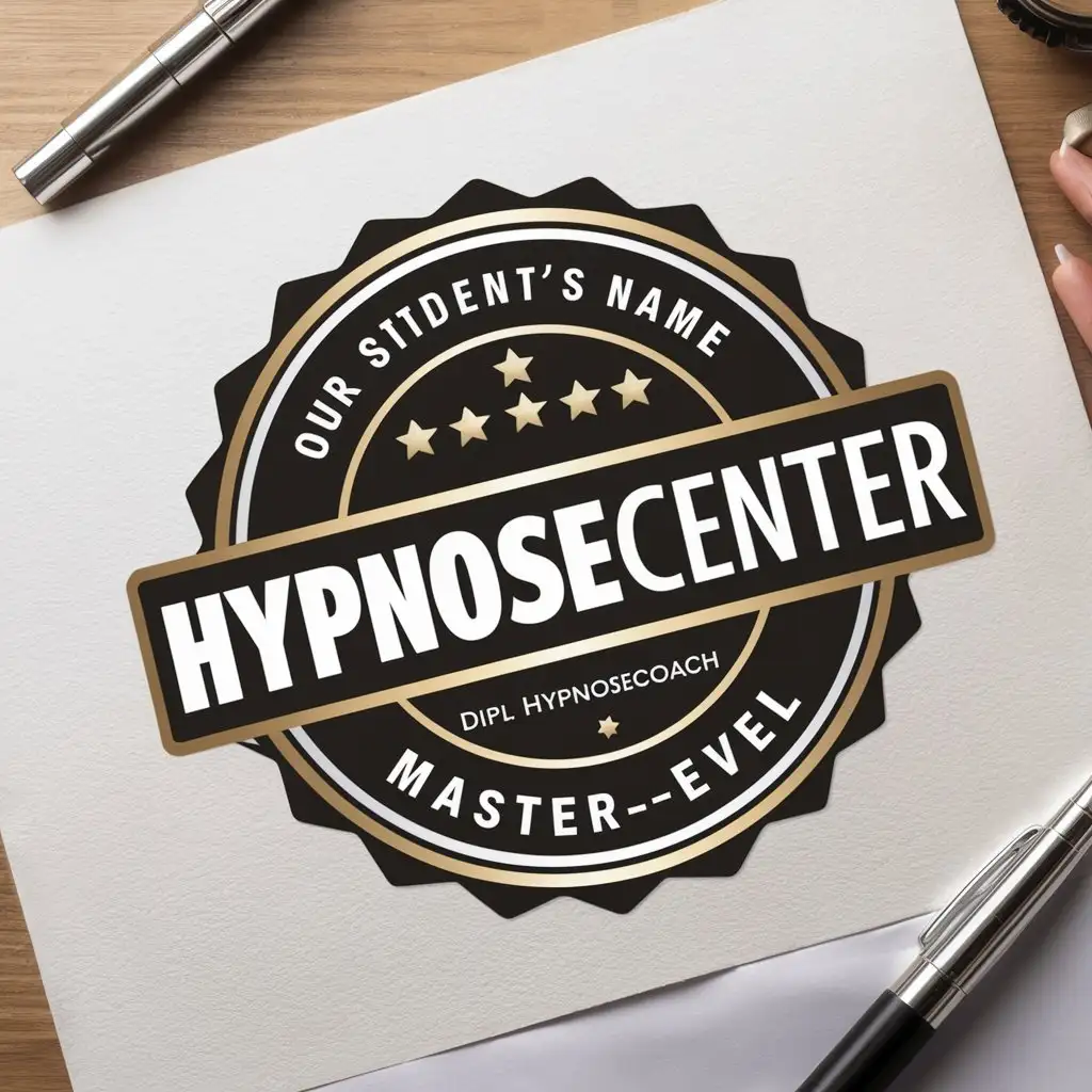 LOGO Design For HypnoseCenter Round Badge with Stars and Dipl Hypnosecoach Masterlevel