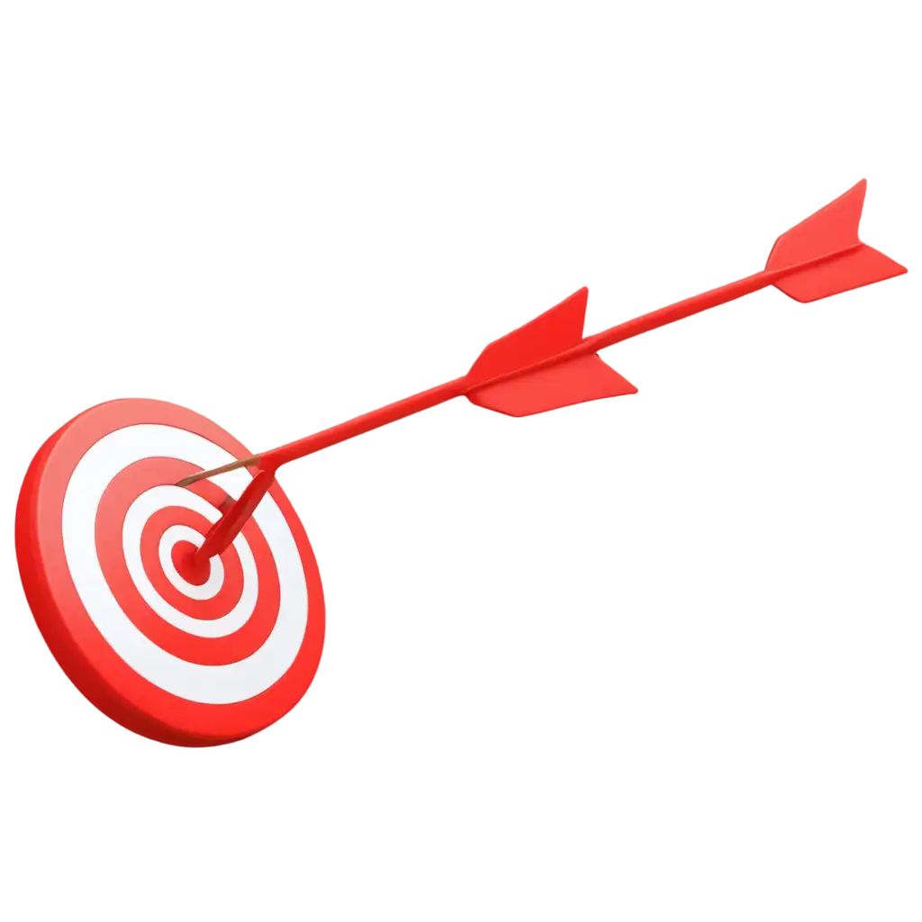 Red target with arrow in the center, 3d icon