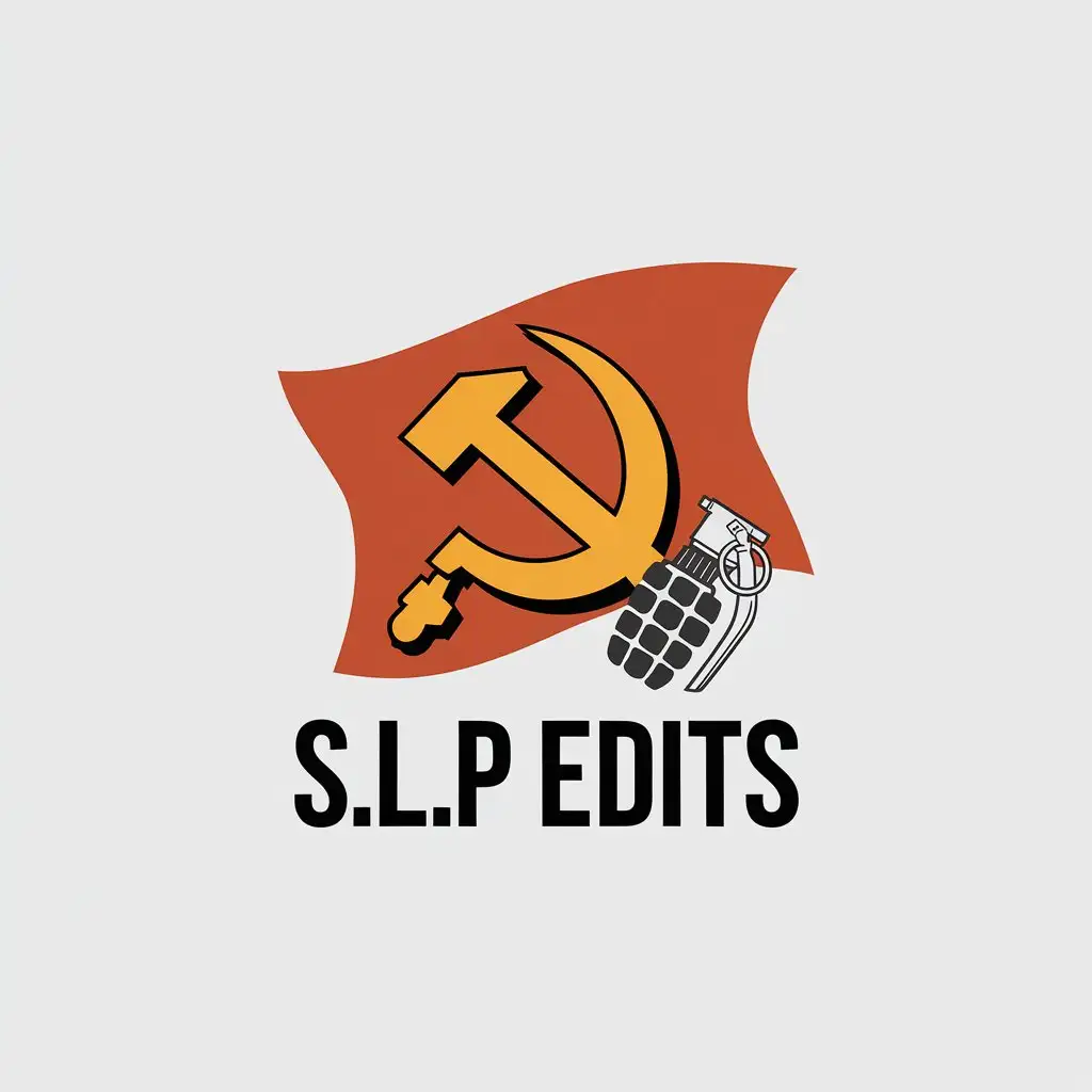 LOGO Design for SLP Edits Communism and Grenade Symbol with Minimalistic Style on Clear Background