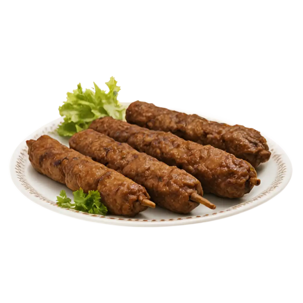 Beef-Seekh-Kabab-in-Plate-PNG-Image-for-Culinary-and-Digital-Uses