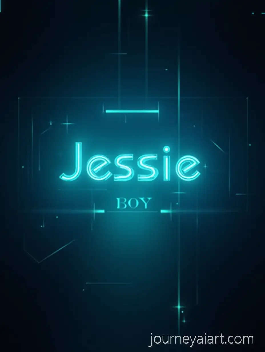 Minimalist-Digital-Jessie-Boy-Logo-with-Neon-Blue-and-Green-Lights-on-Dark-Tech-Background
