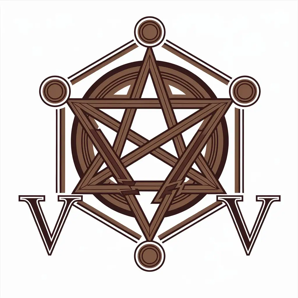 a vector logo design,with the text "V V", main symbol:Hexagram, inside which pentagram,Moderate,be used in Religious industry,clear background