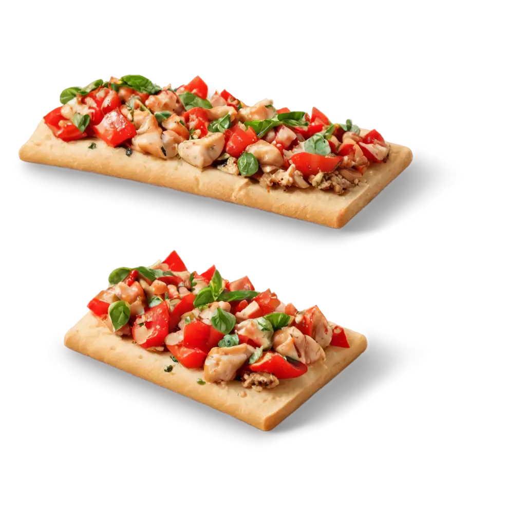 Delicious-Bruschetta-Flatbread-with-Tomato-and-Chicken-PNG-Image