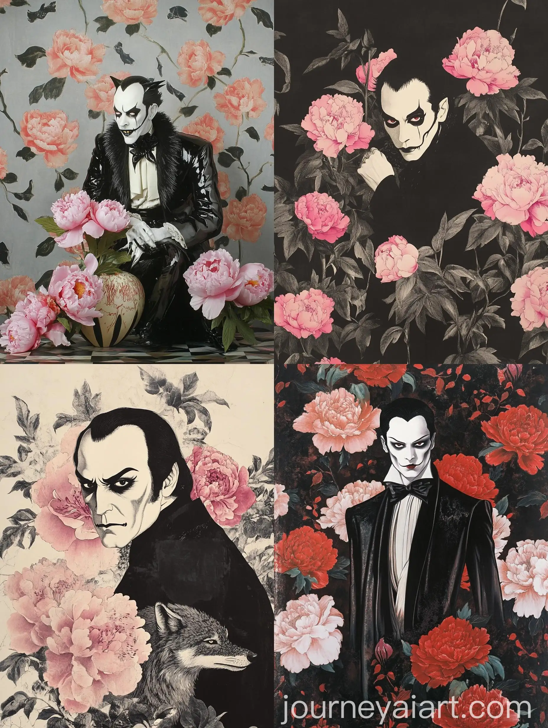 Count-Dracula-in-Fornasetti-Makie-Style-with-Wolf-and-Peonies