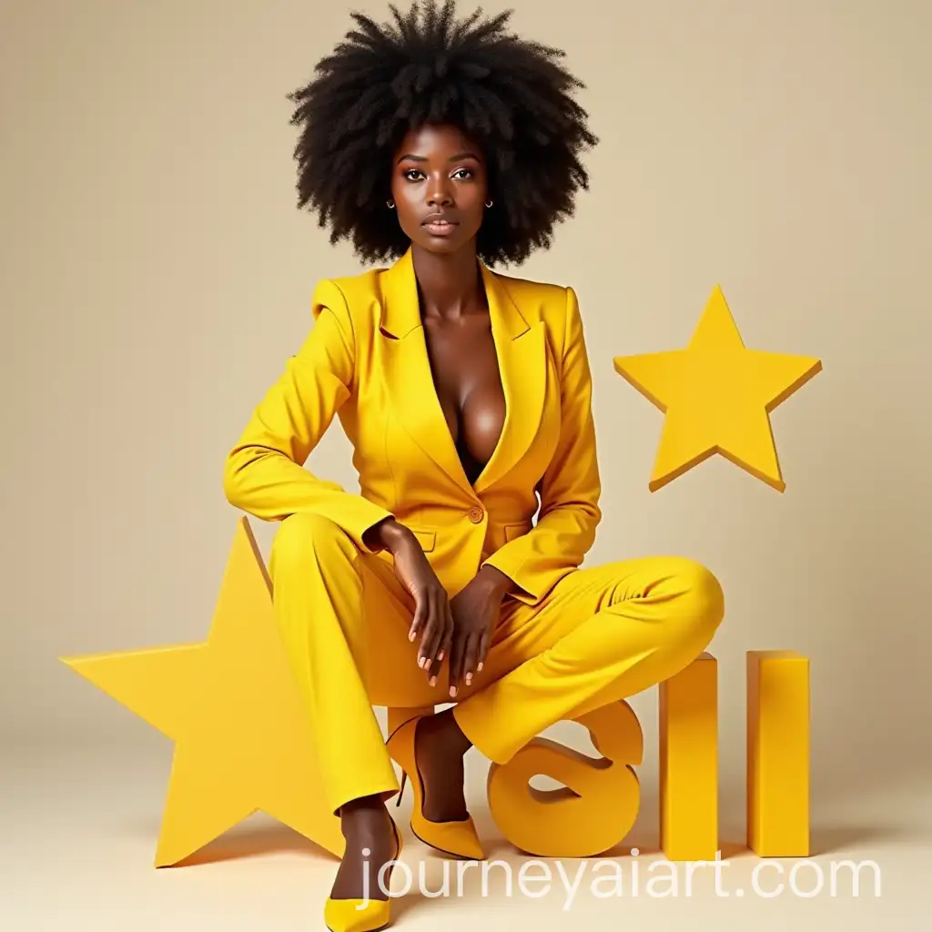 Afro-American-Girl-in-Yellow-Suit-on-Instagram-Logo-with-Personalized-Profile-Page-Mockup