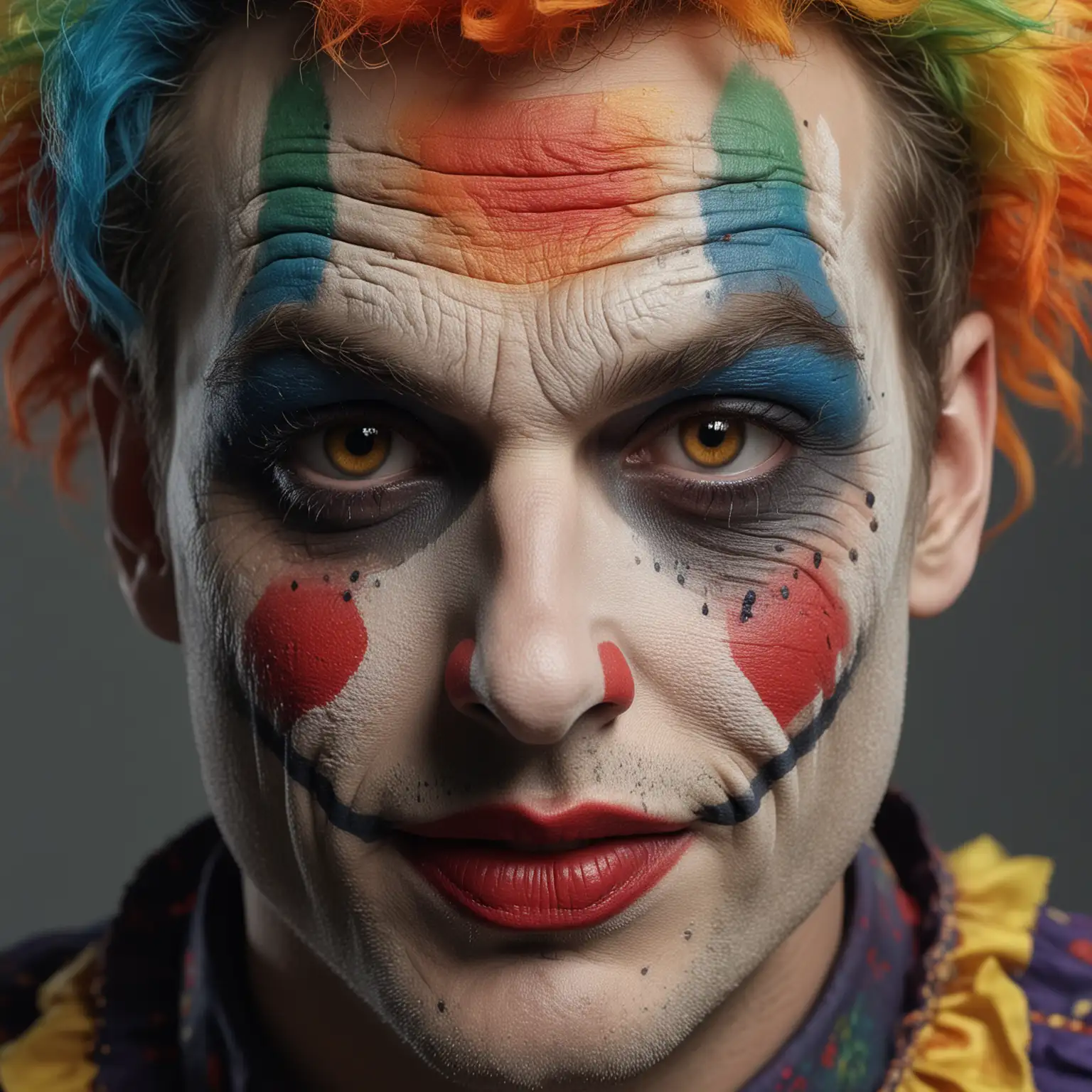 Vibrant Clown Portrait with Striking Makeup