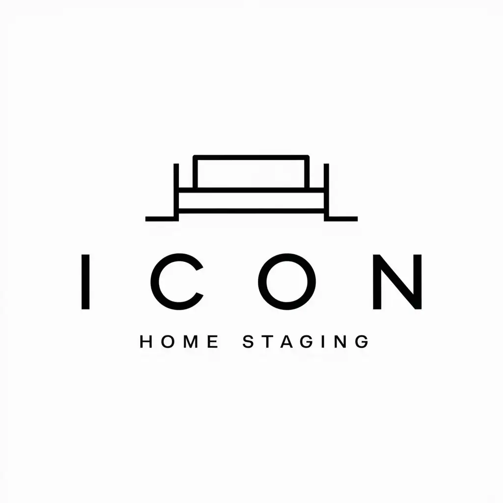 LOGO-Design-for-ICON-Home-Staging-Minimalistic-Furniture-Symbol-on-Clear-Background