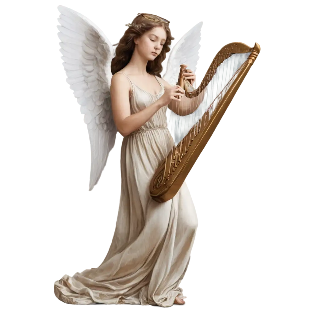 Ethereal-Beauty-A-HighResolution-PNG-Image-of-an-Angel-Playing-a-Harp