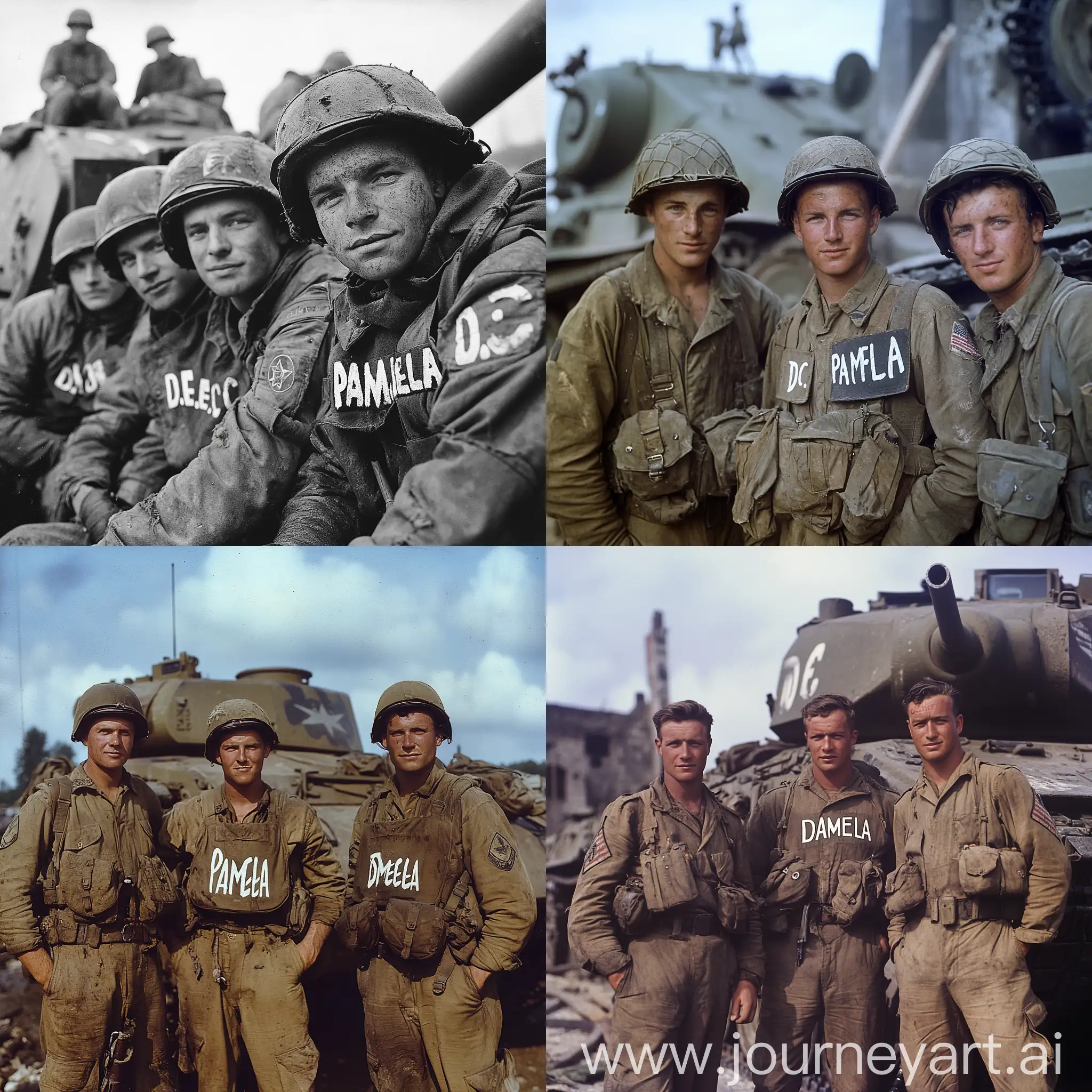 WW2-Soldiers-Posing-with-Tank-M4-Sherman-Pamela