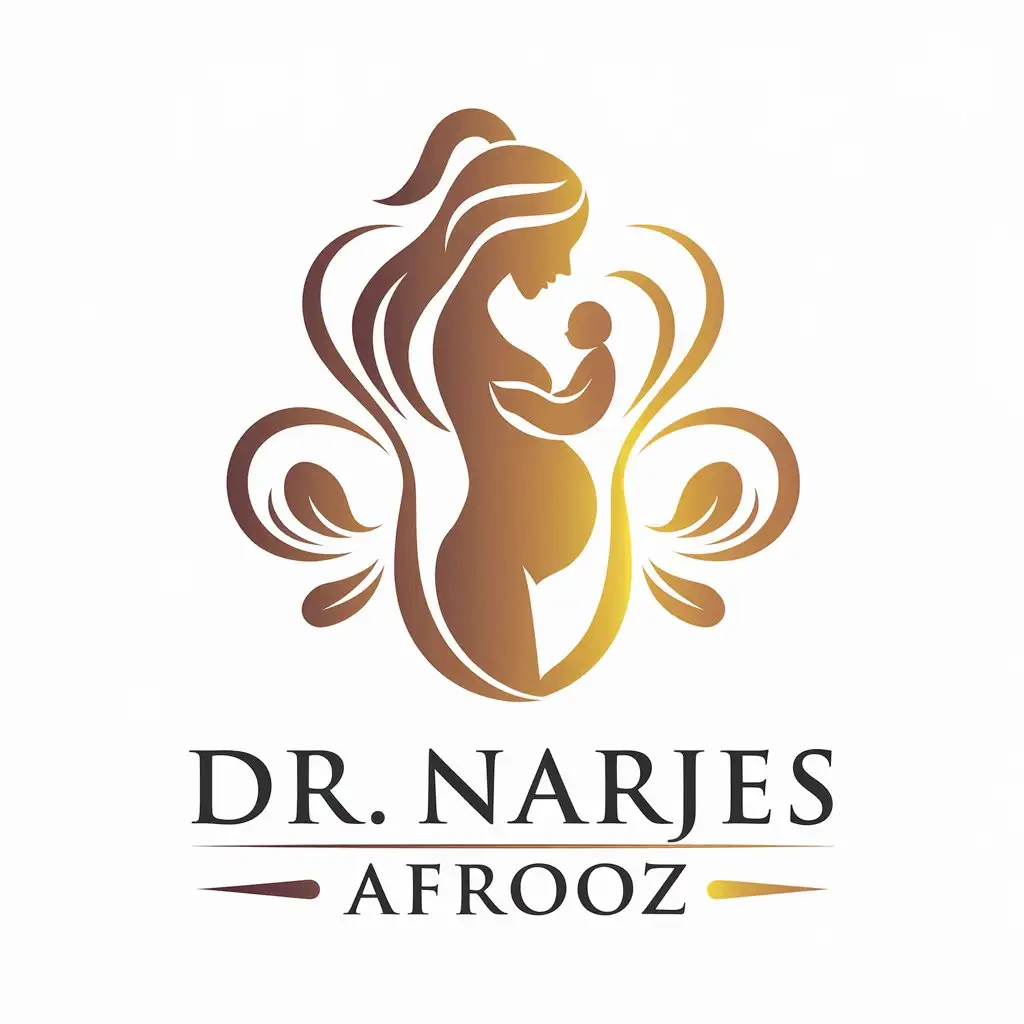 LOGO Design for Dr Narjes Afrooz Pregnant Women with Baby Symbol for Medical Dental Industry