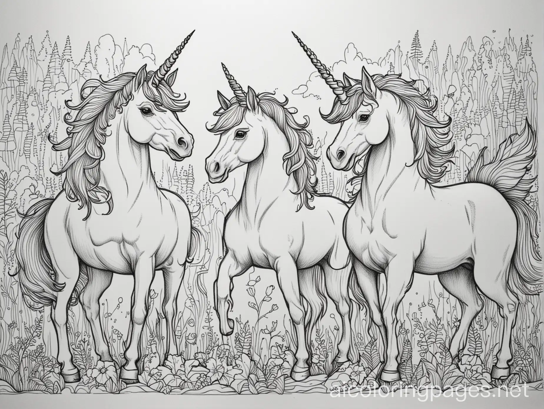 Simple-Unicorns-Coloring-Page-for-Kids-with-Bold-Line-Art-and-Ample-White-Space