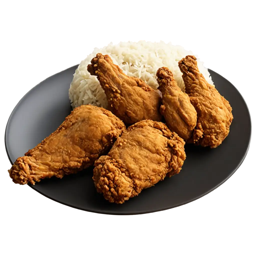 Fried chicken with rice no background