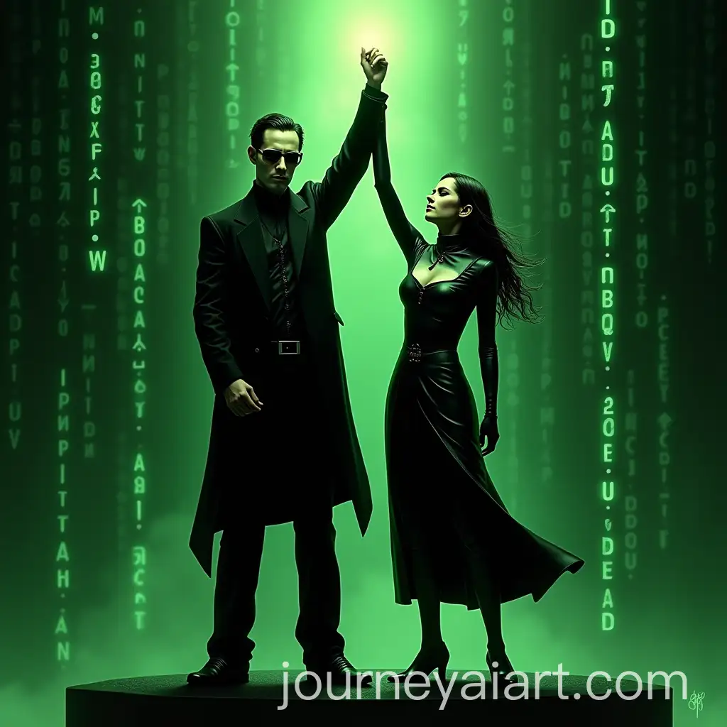 Neo-and-Trinity-in-Iconic-Worker-and-Kolkhoz-Woman-Pose-with-Matrix-Green-Glow