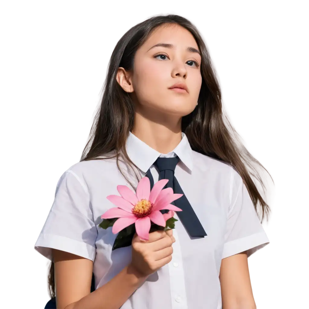 HighQuality-PNG-Image-of-a-Girl-in-School-Uniform-Surrounded-by-Flowers-and-Sunlight