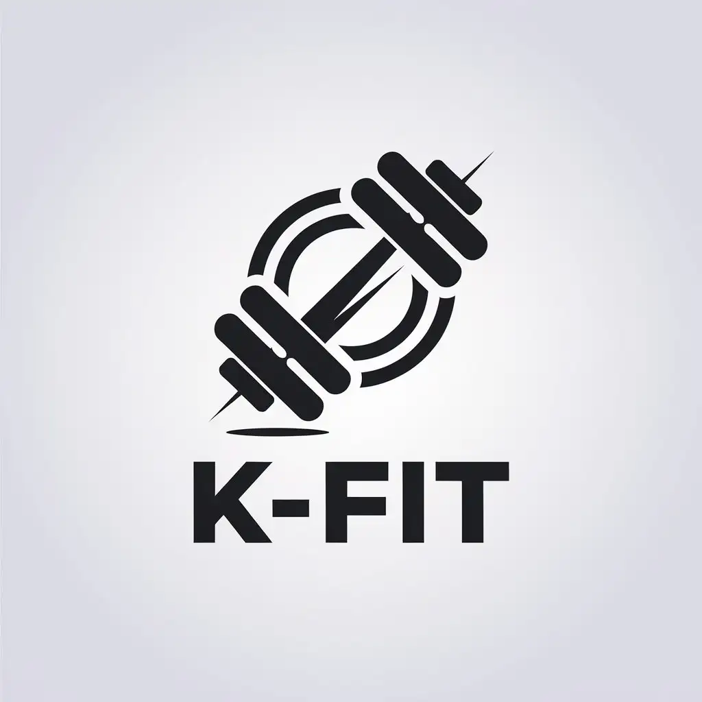 LOGO Design for Kfit Minimal Dumbbell Logo Representing Motion in Sports Fitness