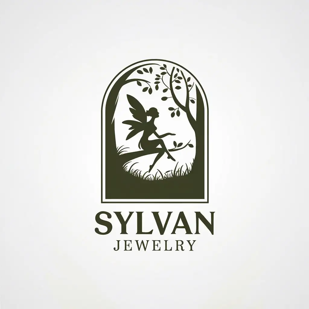 LOGO Design for Sylvan Jewelry Vector Logo with Fairy in Forest Theme