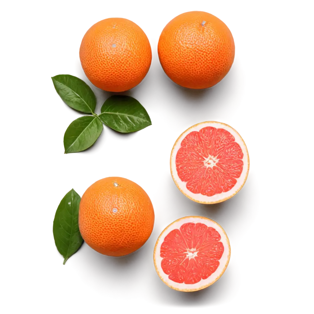 Orange-Colored-Grapefruit-with-Leaves-Still-Attached-PNG-HighQuality-Image-for-Various-Uses