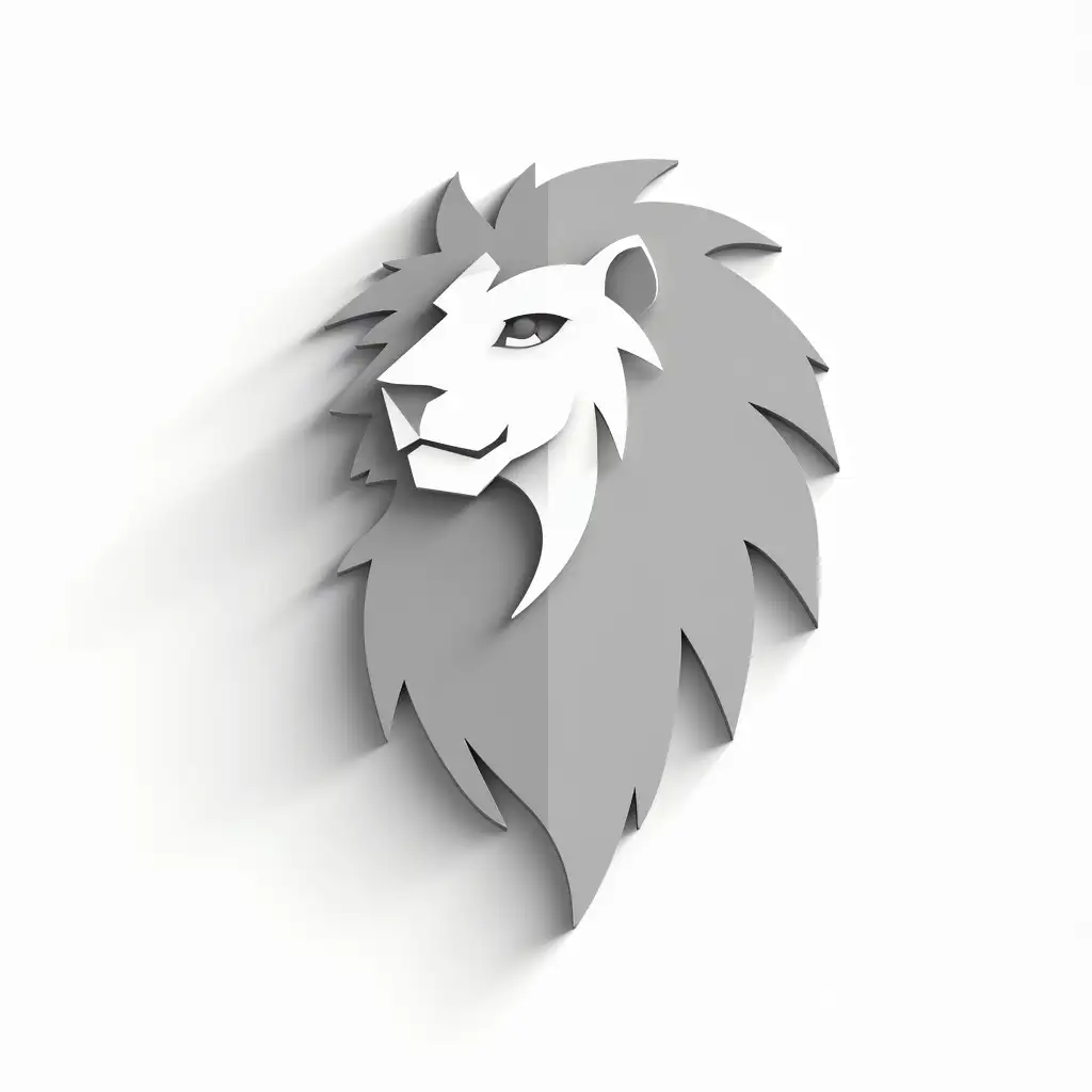 graphic design Midjourney prompt polygonal 3d smart lion logo design, flat simple design, tech, simple shape, white background --s 600 --q 2