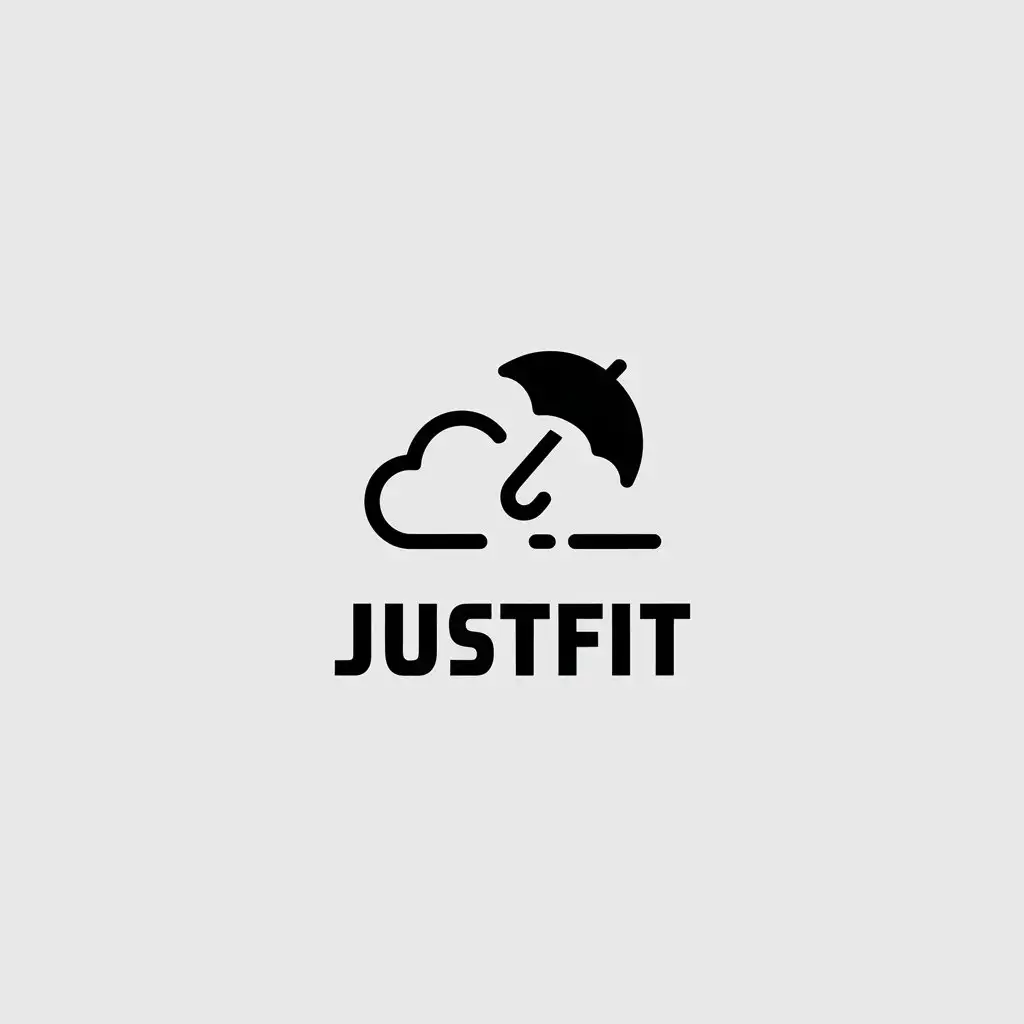 LOGO Design for JUSTFIT Minimalistic Cloud Umbrella Theme