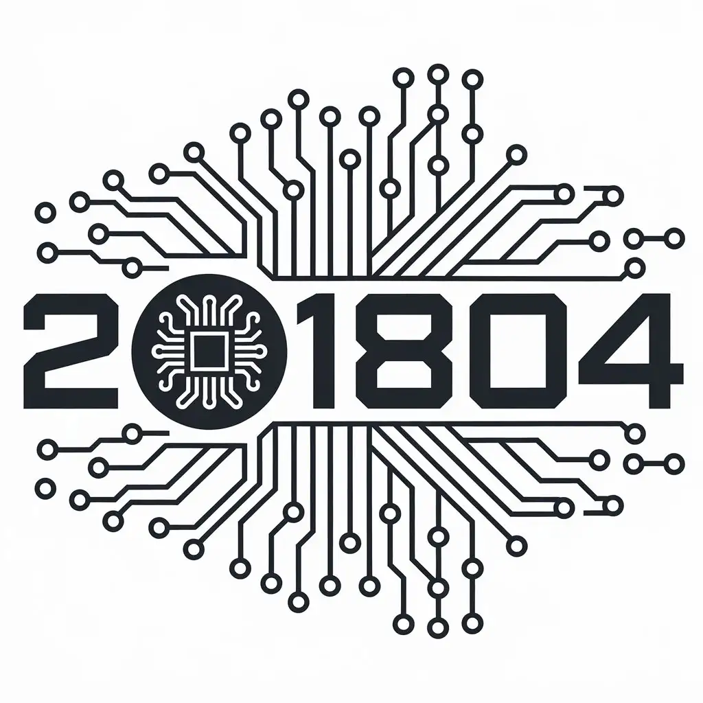 a vector logo design,with the text "201804", main symbol:tech,Moderate,be used in Internet industry,clear background