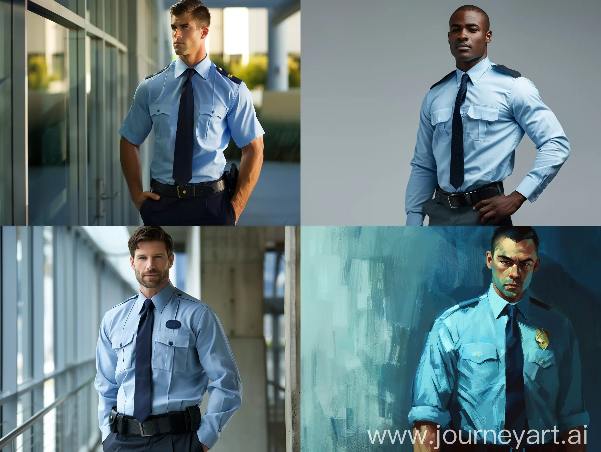 Security-Guard-in-Light-Blue-Shirt-and-Dark-Blue-Tie