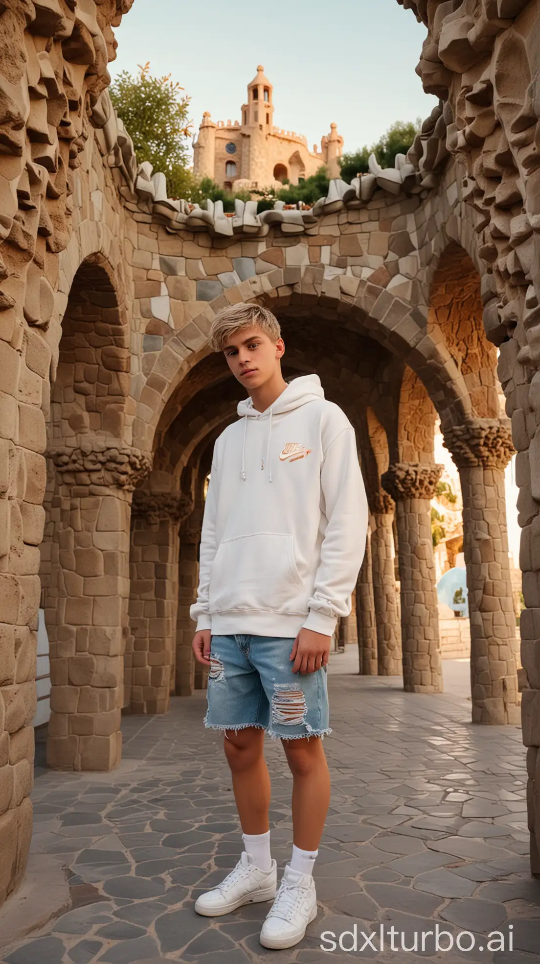 Handsome-18YearOld-Spanish-Teen-at-Gaudis-Park-Gell-Entrance-During-Sunrise