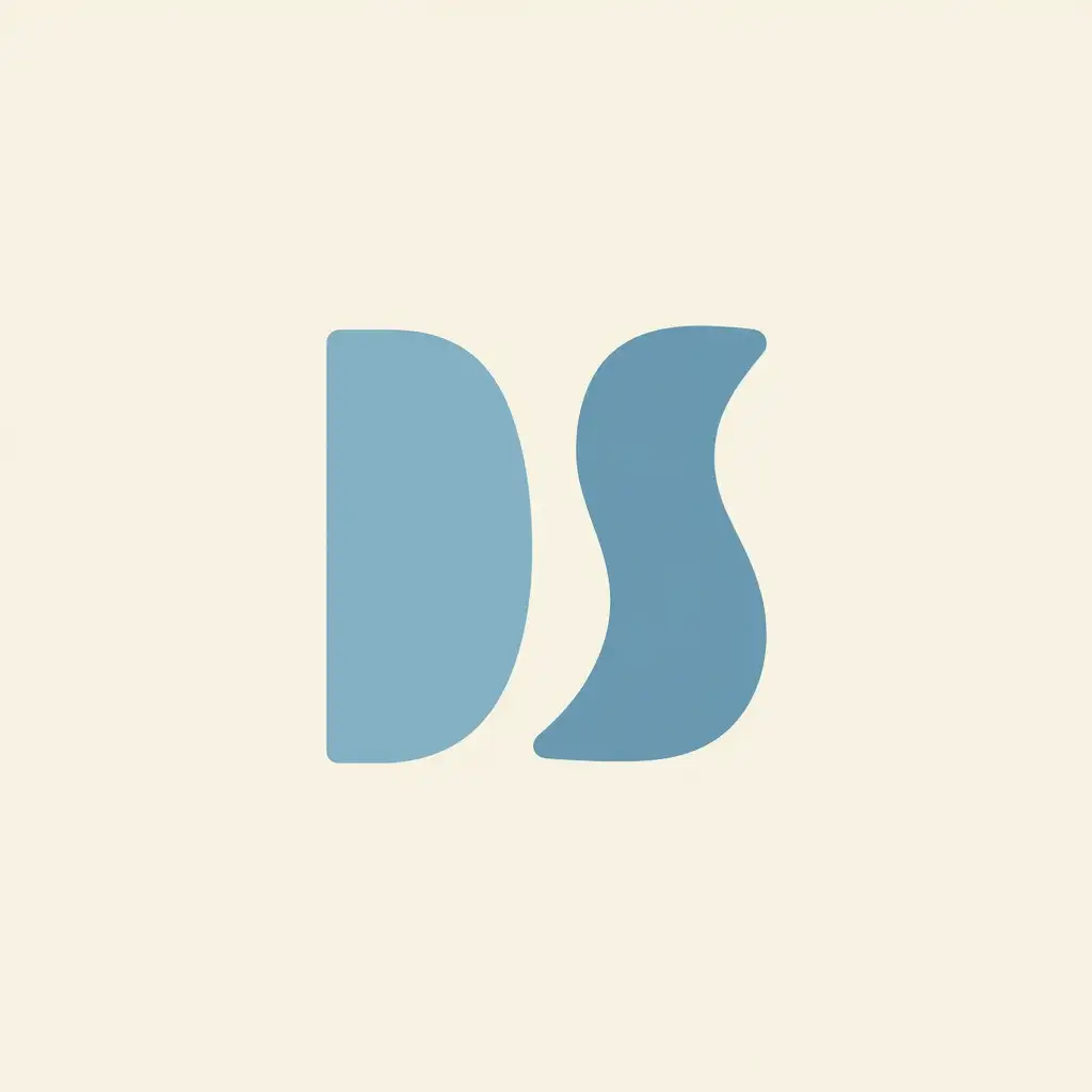 create a minimalistic icon using the letters 'DS' with a simple, flat design and use blue color for the letters.