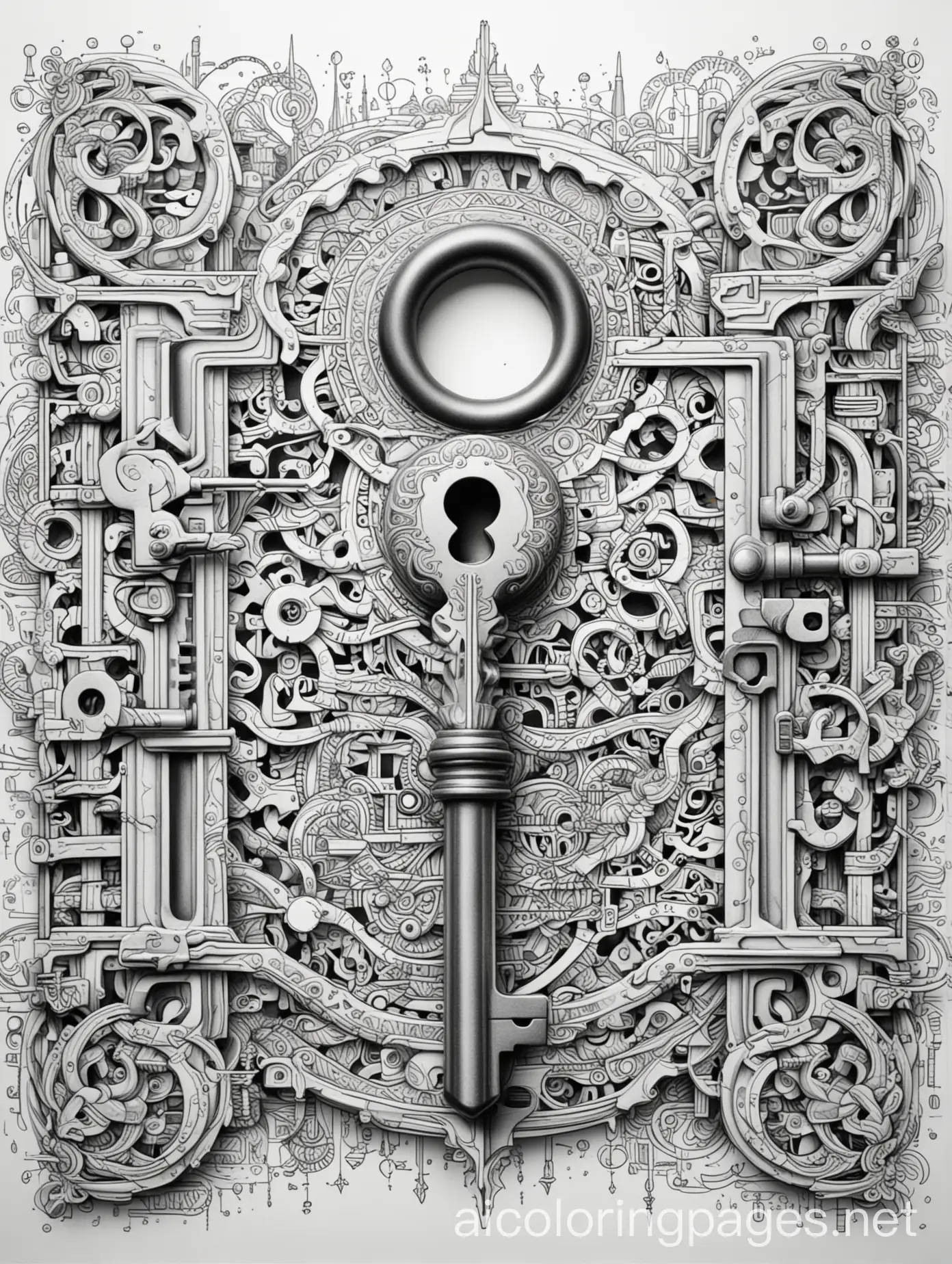 Key-and-Lock-Surrounded-by-Abstract-Patterns-Representing-Freedom