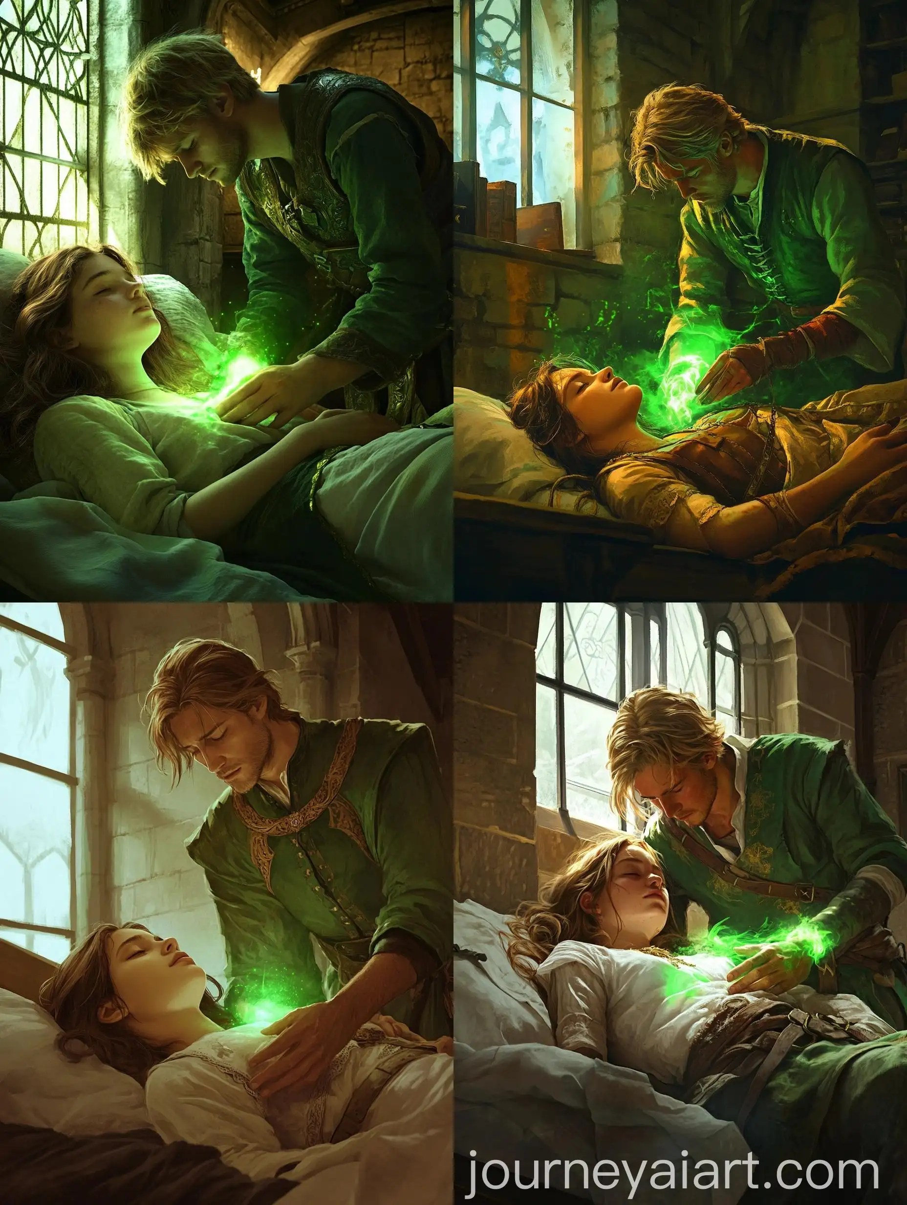 Medieval-Hospital-Scene-Healing-Magic-with-Green-Light