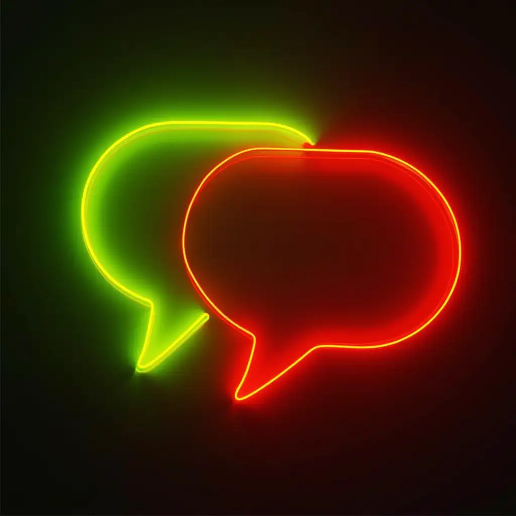 icon of dialog in red, neon yellow, acid green