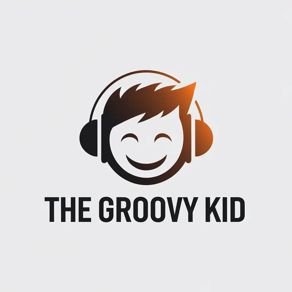 LOGO Design for The Groovy Kid Vector Logo with Minimalist Cool Kid Silhouette and Headphones