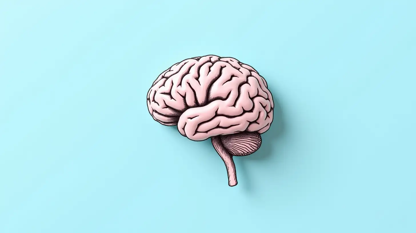 Illuminated Human Brain on Light Blue Background