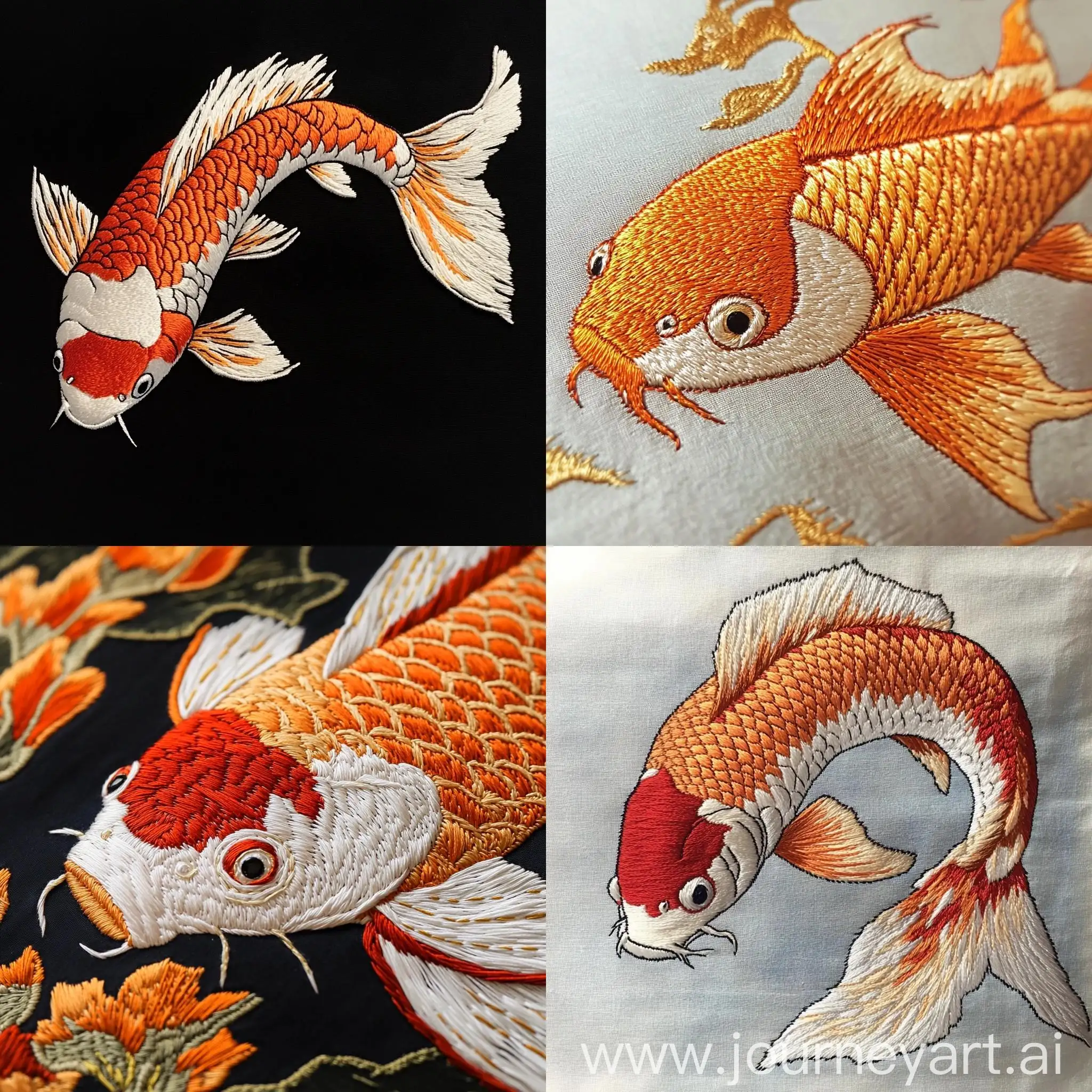 Embroidered-Koi-Fish-with-Glossy-Finish